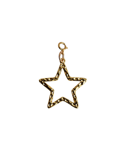 Textured Metal Open Star Gold Charm