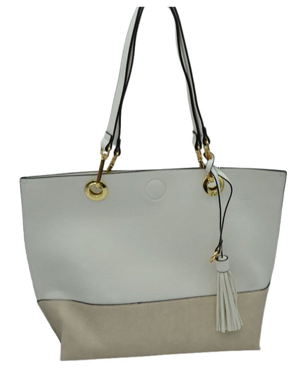 Gold Grommet Two Tone Tote Bag & Crossbody Bag
