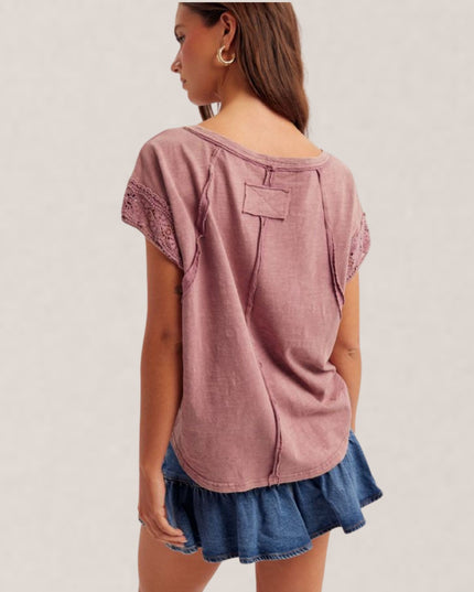 Crochet Lace Short Sleeve Top