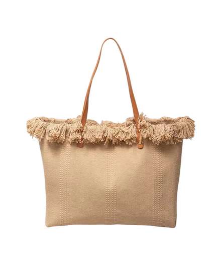 Fringe Edge Textured Tote Bag