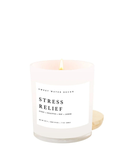 Stress Relief 11oz White Jar Soy Candle
