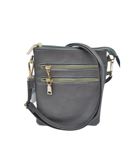 2 Zipper Tall Vegan Leather Crossbody Bag