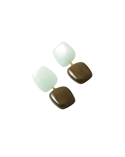 Double Square Resin Stone Earrings