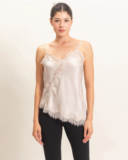 Asymmetrical Satin Lace Cami Top
