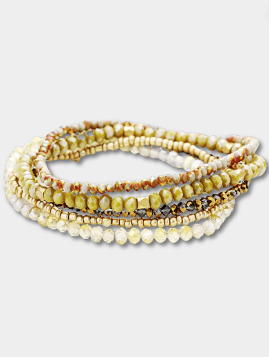 Seed Bead Faceted 5 Bracelet Set