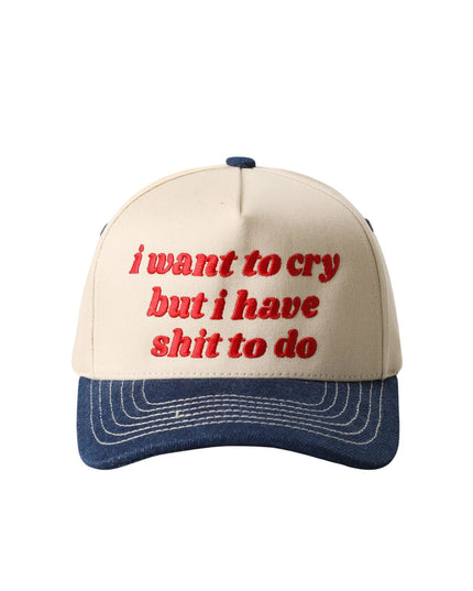 I Want To Cry But I Have Embroidered Two Tone Trucker Hat