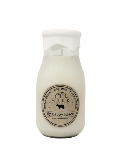 My Happy Place Milk Bottle Candle