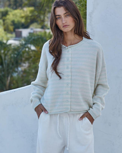 Ciela Striped Button Down Cardigan Sweater