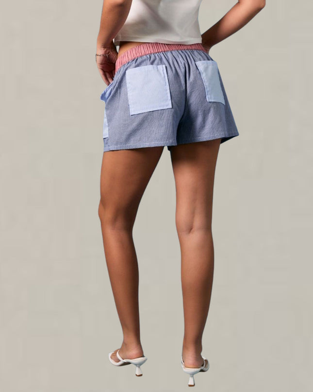 Gingham Contrast Pocket Detail Low Rise Shorts