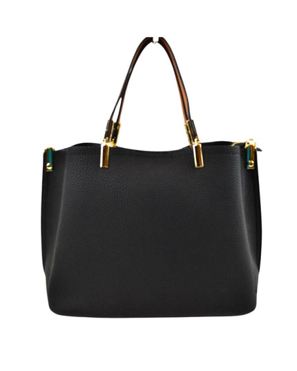 Gold Detailed & Brown Handled Textured Bag
