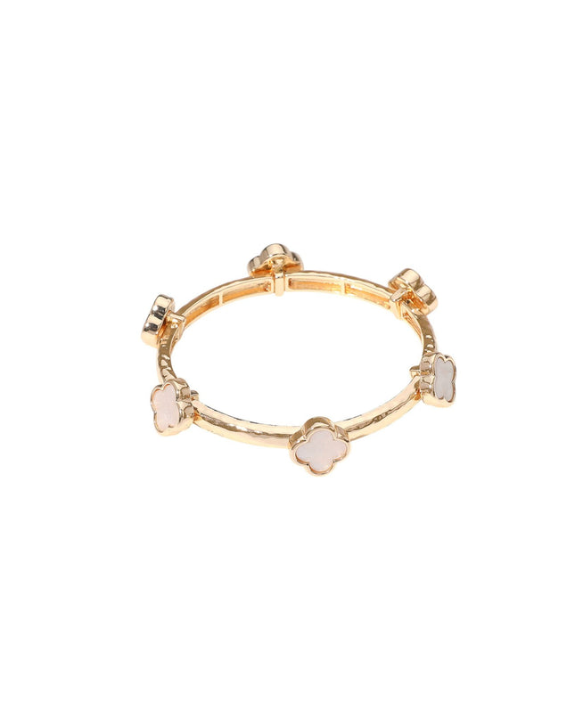 Spaced Clover Gold Stretchable Bracelet