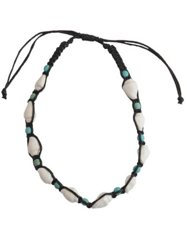 Howlite Shell Macrame Anklet