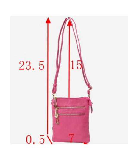 2 Zipper Tall Vegan Leather Crossbody Bag