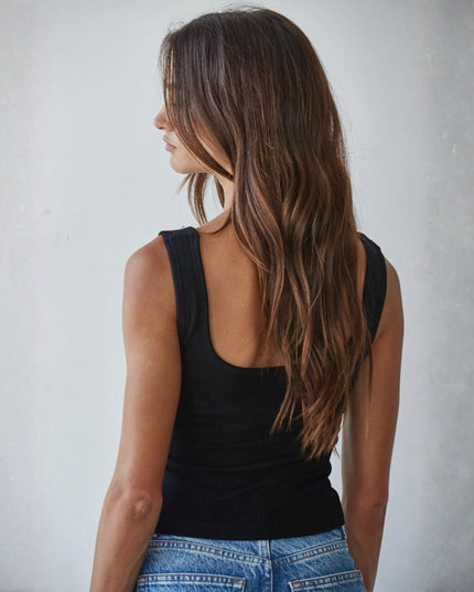 Padded Ribbed Fitted Tank Top
