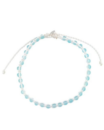 Frosted Bead White Cord Anklet