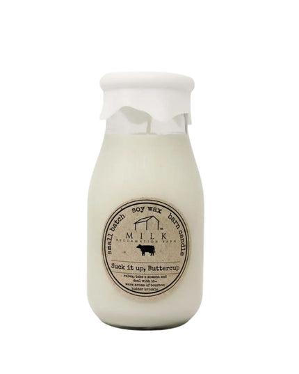 Suck It Up Buttercup Milk Bottle Candle