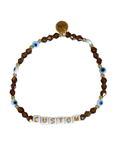 White Evil Eye By The Yard Custom Letter Block Bracelet