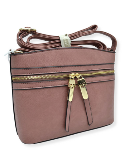 Front Double Zip Cross Body Bag