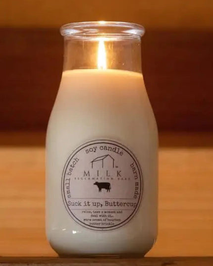 Suck It Up Buttercup Milk Bottle Candle