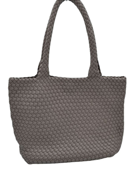 Woven Double Strap Woven Leather Tote Bag With Pouch