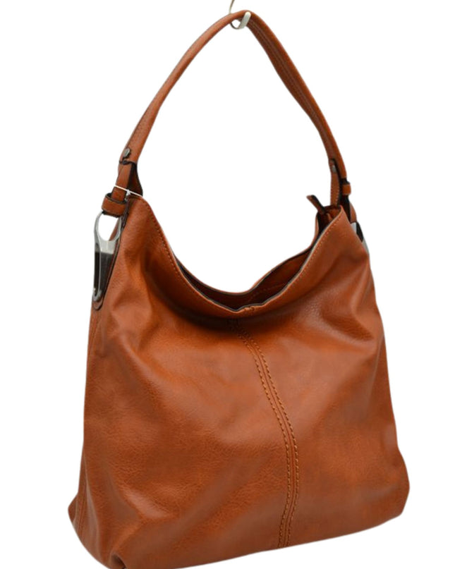 Slouchy Hobo Shoulder Bag Chestnut Strap