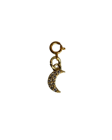 Crescent Moon Crystal Stone Gold Charm