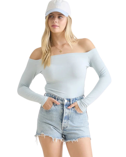 Off Shoulder Long Sleeve Knit Top