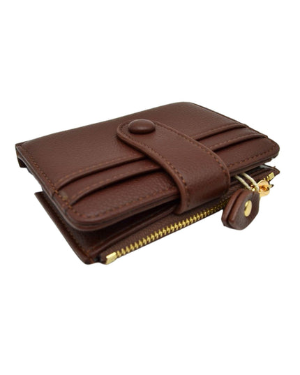Zipper Button Card Holder Wallet