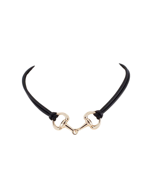 Gold Buckle Link Double Strand Cord Necklace