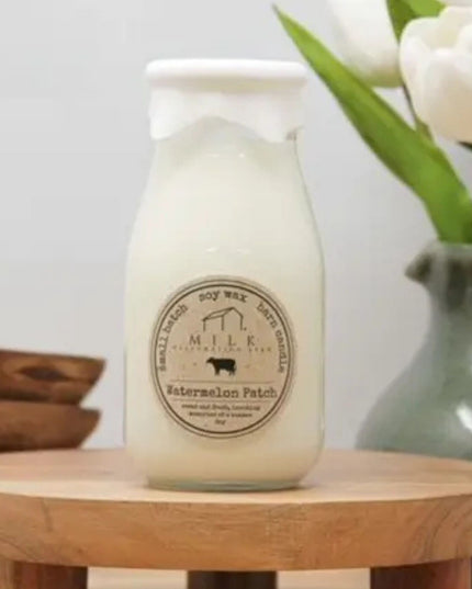 Watermelon Patch Milk Bottle Candle