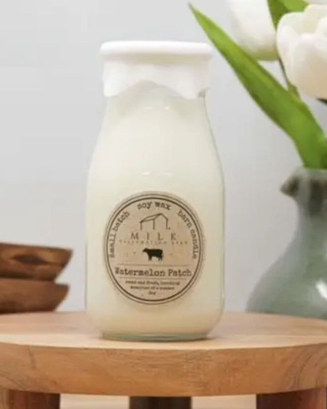 Watermelon Patch Milk Bottle Candle