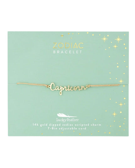 Zodiac Gold Scripted Adjustable Cord Bracelet