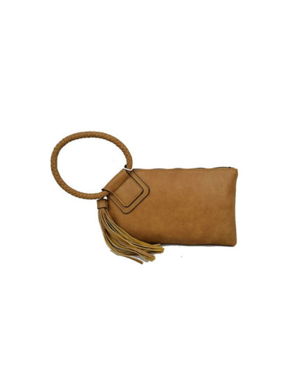 Braided Circle Handle Clutch Bag