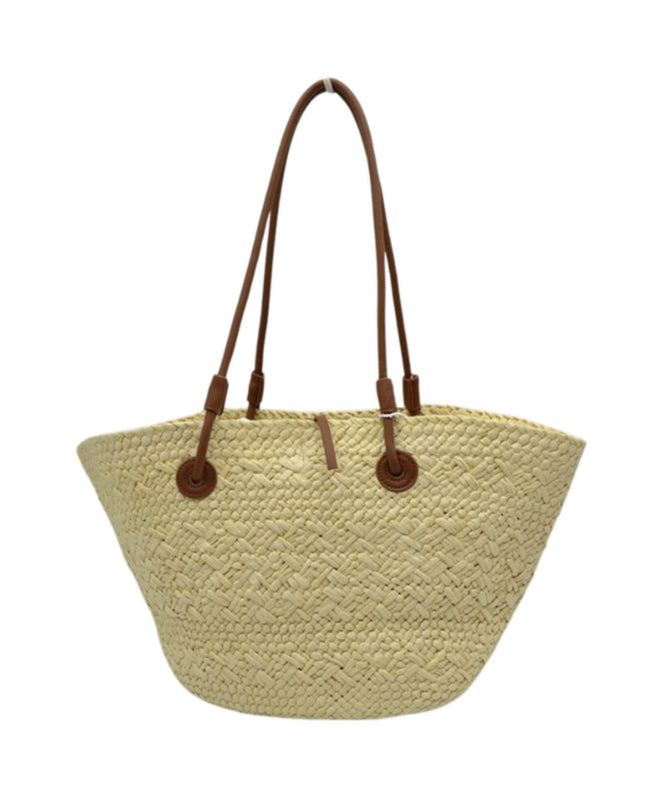 Oversized Straw Bucket Tote Bag