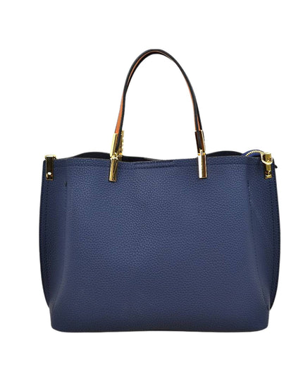 Gold Detailed & Brown Handled Textured Bag