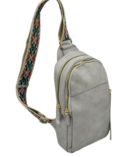 Diamond Design Multi Zip Sling Bag