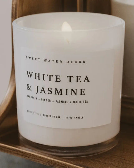 White Tea & Jasmine 11oz White Candle Copy