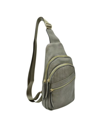 Laser Cut Front 3 Zip Sling Bag