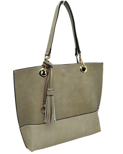 Gold Grommet Two Tone Tote Bag & Crossbody Bag