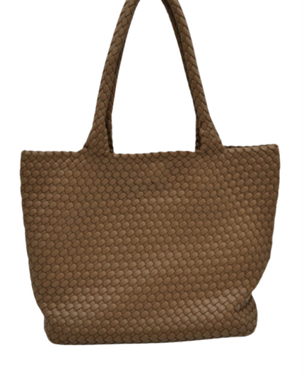 Woven Double Strap Woven Leather Tote Bag With Pouch