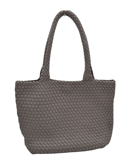 Woven Double Strap Woven Leather Tote Bag With Pouch