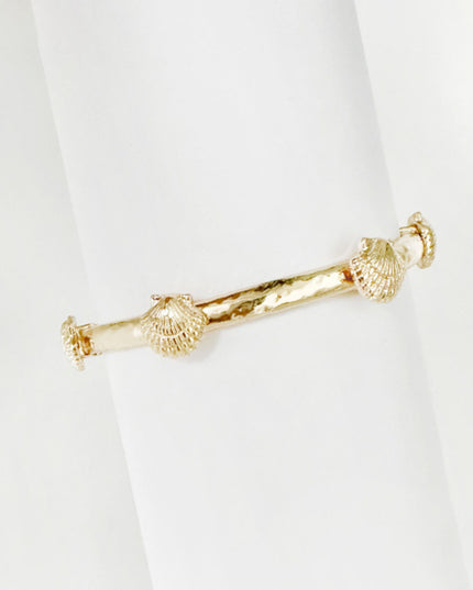 Spaced Metal Clam Shell Stretchable Bracelet