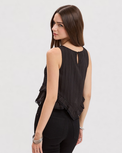 Floral Embroidered High-Low Sleeveless Top