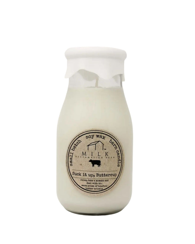 Suck It Up Buttercup Milk Bottle Candle