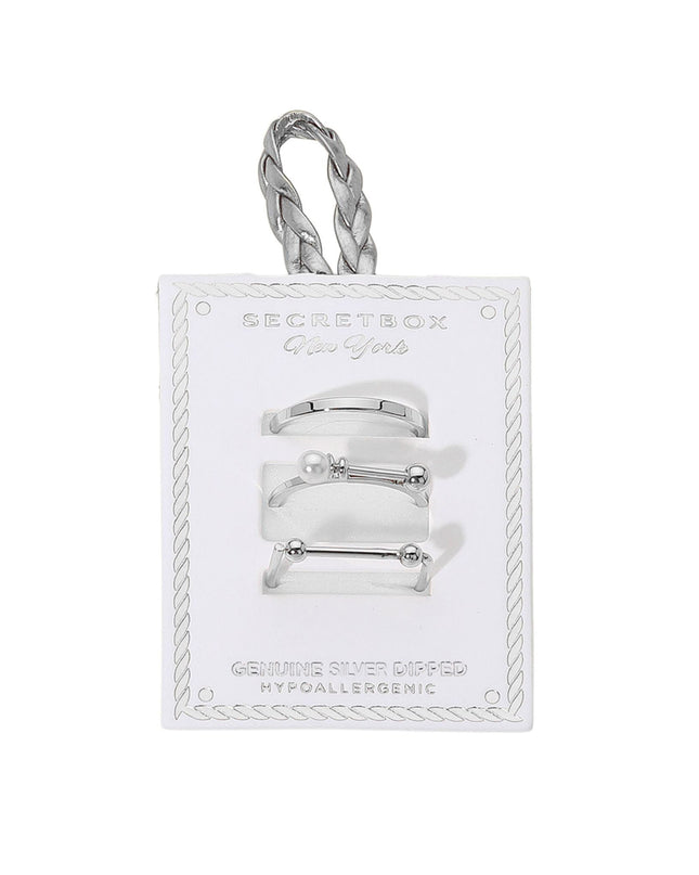 Bar Ball Pearl Tip 3 Ring Set
