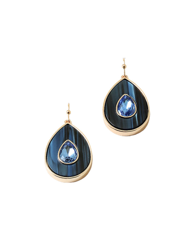 Enamel Crystal Inlay Teardrop Earrings