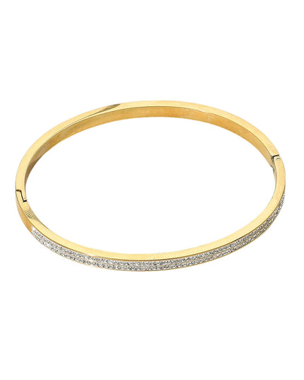 Double Row Rhinestone Paved Hinged Bangle Bracelet