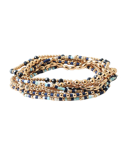 Mixed Gold Metal Colorful Beads Bracelet Set