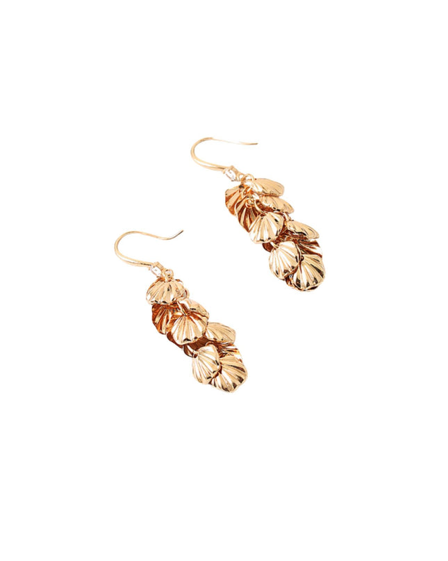 Metal Seashell Cluster Droplet Earrings
