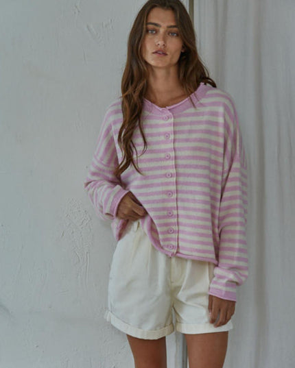 Ciela Striped Button Down Cardigan Sweater